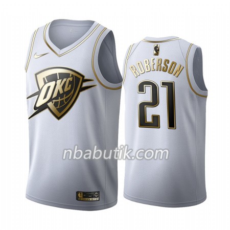 NBA Mænd Trøje Oklahoma City Thunder Andre Roberson 21 Nike 2019-20 Hvid Golden Edition Swingman NBA Mænd Trøje Oklahoma City Thunder Andre Roberson 21 Nike 2019-20 Hvid Golden Edition Swingman